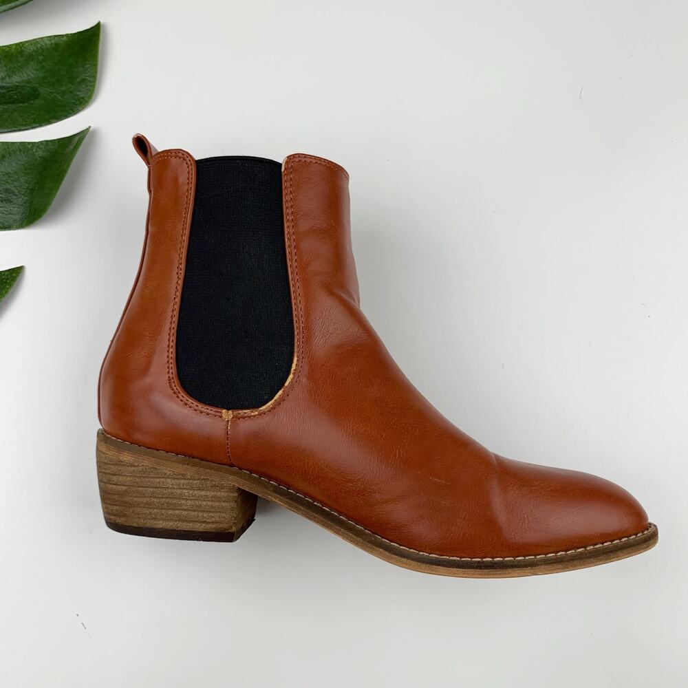 Arider Girl Heeled Chelsea Boots Brown Faux Leather Women's 6.5 - Picture 7 of 13